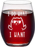 I Do What I Want Funny Wine Glass, Cat Stemless Wine Glass - Cat Lover Gifts for Women, Men, Cat Dad, Cat Mom, Cat Lover, Friends - Gift Idea for Christmas, Birthday