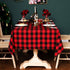 Wracra Cotton Linen Christmas Checkered Square Tablecloth Rustic Buffalo Plaid Table Cover for Kitchen Dinning Room Party Home Picnic (Red and Black, Square 55"—55")