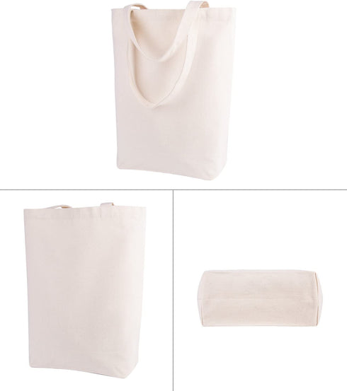 Lily Queen Natural Canvas Tote Bags DIY for Crafting and Decorating Reusable Grocery Washable Bag Shopping Bag (Natural - 6 Pack)
