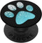 Silver light Blue Dog Paw Print on Black Pattern PopSockets Swappable PopGrip