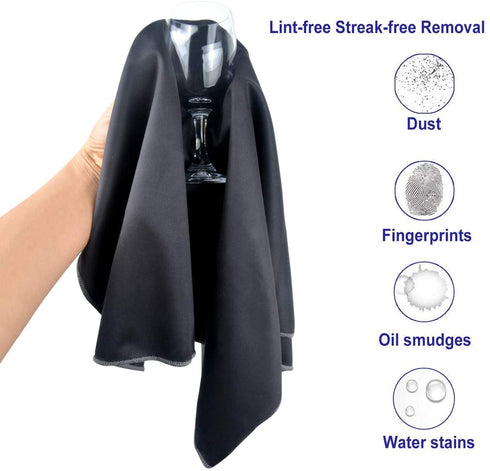 SINLAND Microfiber Glass Polishing Cloths Thick Lint -Free Drying Towels for Wine Glasses Stemware Dishes Stainless Appliances 20 Inch X 25 Inch Pack of 2 Black €¦