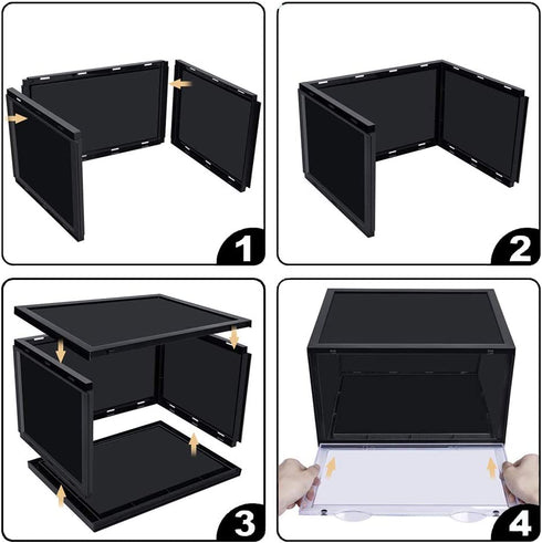 K.T.Z Shoe Boxes,Clear Plastic Shoe Box Magnetic Side Open Stackable Shoe Box (D Style Black, 2 PCS)