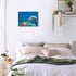 Purple Verbena Art Canvas Print Painting of Sea Turtle Dolphin and Fish Picture Wall Art Underwater World Animal Seascape Photo Artwork Gift for Living Room Bedroom Home Decor-Framed 12x16 Inches