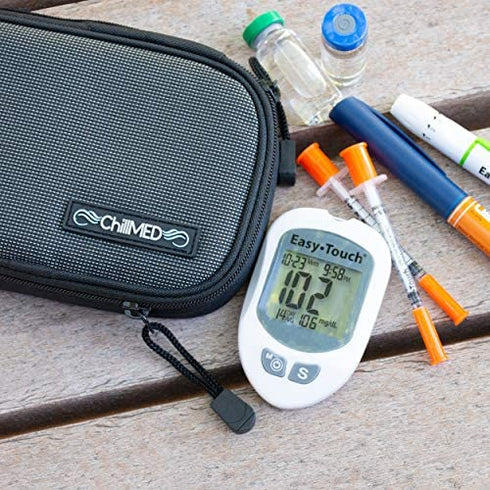 ChillMED to-Go Medication Kit - Compact Cooler Bag to Organize Insulin, Migraine Medication, and More - Includes 3 oz Reusable Cold Pack - Up to 3 Hours of Cool Time (Slate)
