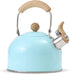 ROCKURWOK Tea Kettle, Stovetop Whistling Teapot, Stainless Steel, Blue, 2.43-Quart