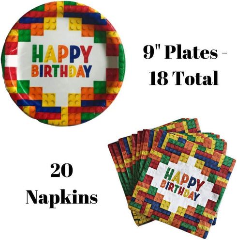 Colorful Building Blocks Party Supplies and Decoration Kit