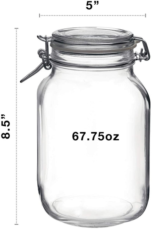 Bormioli Rocco Fido Glass Canning Jar Italian 67¾ oz-2 Liter, 67.75 oz, Clear