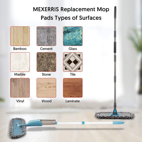 MEXERRIS Microfiber Spray Mop Pads Replacement Head for Wet Dry Dust Mop, Reusable Washable Mop Heads Refills Compatible with Bona Floor Care System for Kitchen Home Commercial Floor Cleaning -3 Pack