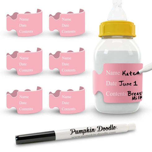 The Original Write and Reuse Baby Bottle Labels for Daycare (Pink)