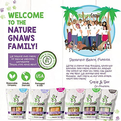 Nature Gnaws Tripe Twists for Dogs - Premium Natural Beef Sticks - Simple Single Ingredient Crunchy Dog Chew Treats - Rawhide Free