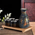 Sake Set Blue Japanese 5 Pcs Traditional Japan Sake Cup Set Hand Painted Design Porcelain Pottery Ceramic Cups Crafts Wine Glasses Gifts (Blue Rich, 300 ML)