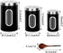 AEUNKIUO Kitchen Counter Canister set 3 pieces,with Long Wood Spoon, Stainless Steel Food Storage Containers with Visible Window and Brushed Airtight Lids ,For Sugar,Coffee,Biscult,Flour jar Keep Fresh,Black