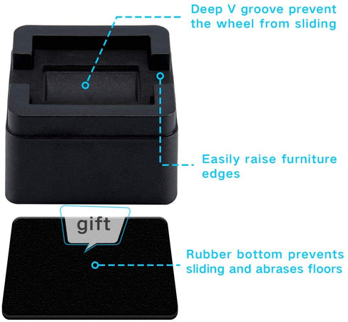 BTSD-home 3 Inch Heavy Duty Bed Risers Adjustable Bed Lifts Fits to All Wheels of Furniture, Sofa, Table and Couch 4 Pack