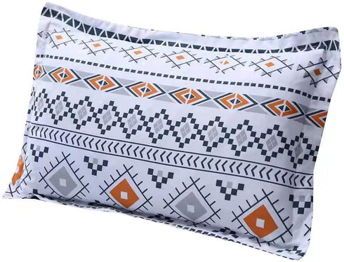 MAG Colorful Bohemian Bed Sheet Retro Orange Printed Microfiber Bedding Sheet Set with1 Fitted Sheet and 2 Pillow Shams , 12 Deep (Queen, Orange)