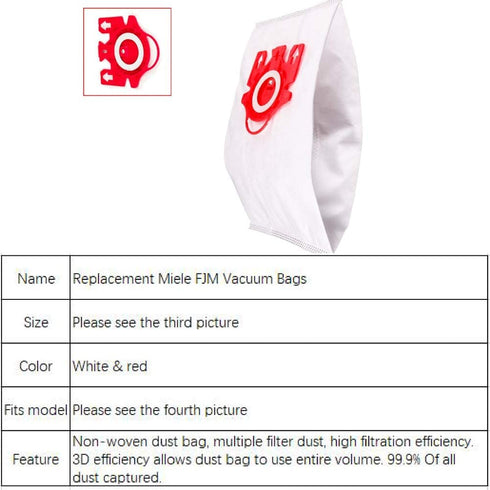 Mumaxun 6pcs Replacement for Miele FJM Vacuum Bags, fit S200 , S300, S500, S4000, S6000, Compact C1/C2 Series