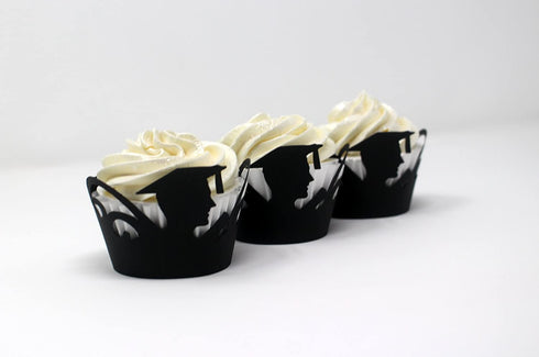 All About Details Male Graduates Cupcake Wrappers,12pcs (Black), top diameter, 2" bottom diameter and up to 2" tall