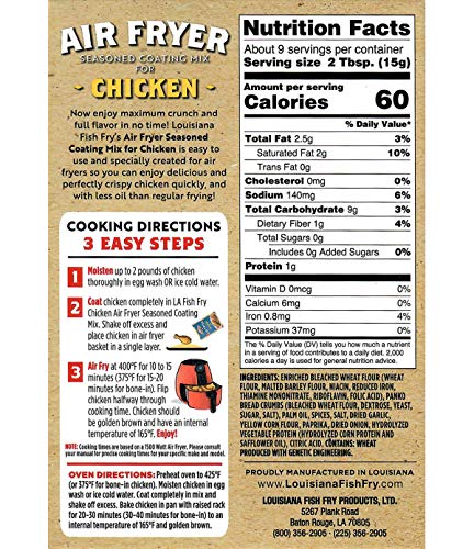 Louisiana Fish Fry Air Fryer Chicken Seasoned Coating Mix - 5 Oz