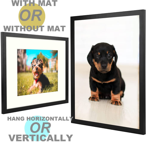 Picture Frames 10x12 Picture Frame Set of 2,Display Pictures 8x10 with Mat or 10x12 Without Mat for Wall or Tabletop Display Gallery Photo Frames,Pre-Installed Wall Mounting Hardware (Black)