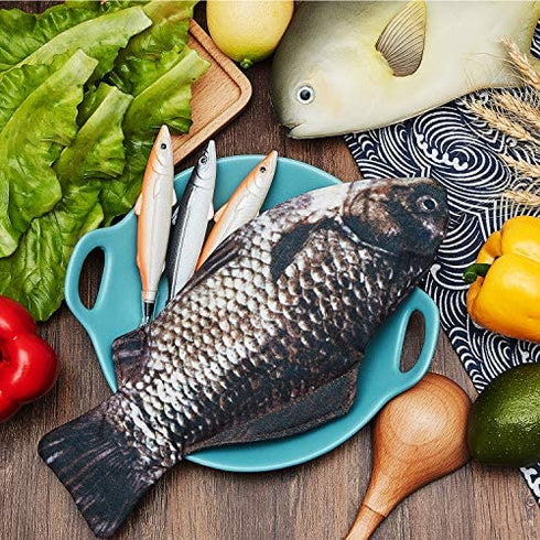 Fish Shaped Pencil Case Novelty Fish Pen Bag Fish Coin Purse Funny Pencil Case with Padded Thick Foam Lining and 4 Pieces Cute Fish Pens Fish Gifts for School Classroom Supply