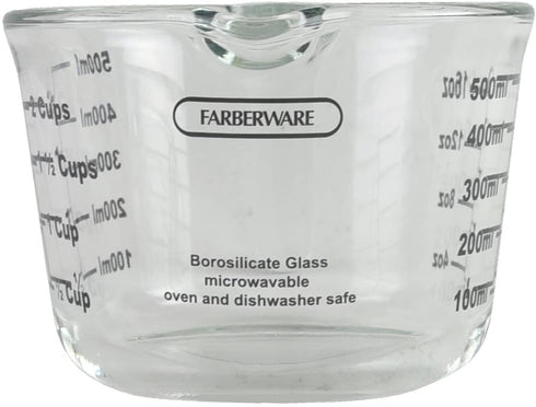 Farberware 2-Cup Borosilicate Glass Wet and Dry Measuring Cup with Oversized Measurements, Clear