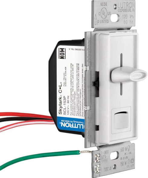 Lutron Skylark LED+ Dimmer Switch for Dimmable LED, Halogen and Incandescent Bulbs | Single-Pole or 3-Way | SCL-153P-IV | Ivory