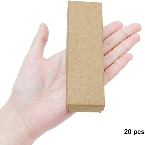 PH PandaHall 20 Pack Necklace Bracelet Kraft Box, Rectangle Cardboard Watch Jewelry Gift Boxes with Sponge for Pendants Birthday Christmas Valentines Wedding Engagement Anniversaries, 1.6x5.2x1 Inch