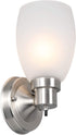 Design House 588814-SN Lydia Transitional 1-Light Indoor Wall Light Dimmable with a White Frosted Glass Shade and Twist On/Off Switch for Hallway Foyer Bathroom, Satin Nickel