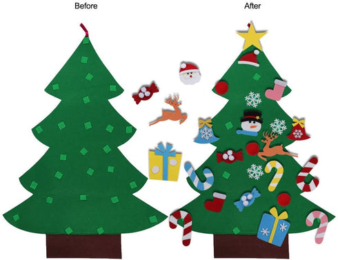 OurWarm DIY Felt Christmas Tree Set with Ornaments for Kids, Xmas Gifts, New Year Door Wall Hanging Decorations