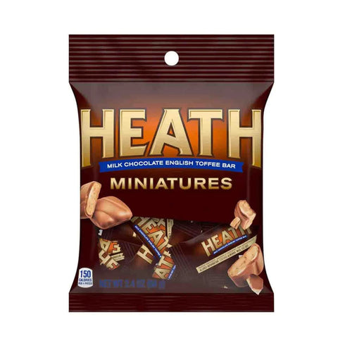 Hershey (1) Bag Heath Miniatures Candy Bars - Milk Chocolate English Toffee Candy Bars - Individually Wrapped - Net Wt. 2.4 oz