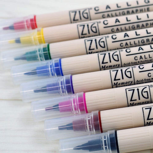 Kuretake Zig MS34008V Memory System Calligraphy Markers, Multicolor, 8-Pack