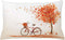 Ambesonne Bicycle Throw Pillow Cushion Cover, Autumn Tree with Aged Old Bike and Fall Tree November Day Fall Season Park Nature Theme, Decorative Rectangle Accent Pillow Case, 26" X 16", Orange