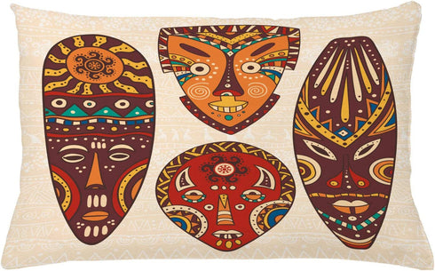 Ambesonne Tiki Bar Throw Pillow Cushion Cover, Designs Aborigine Artwork Patterns Cultural Hawaiian Print, Decorative Square Accent Pillow Case, 26" X 16", Cream Brown