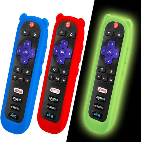 3 Pack TV Remote Case for TCL Roku TV RC280 Remote Control, Silicone Protective Controller Skin Lightweight Shockproof TCL Roku TV Remote Cover Cute Ear Shape Anti Slip Universal Replacement Sleeve