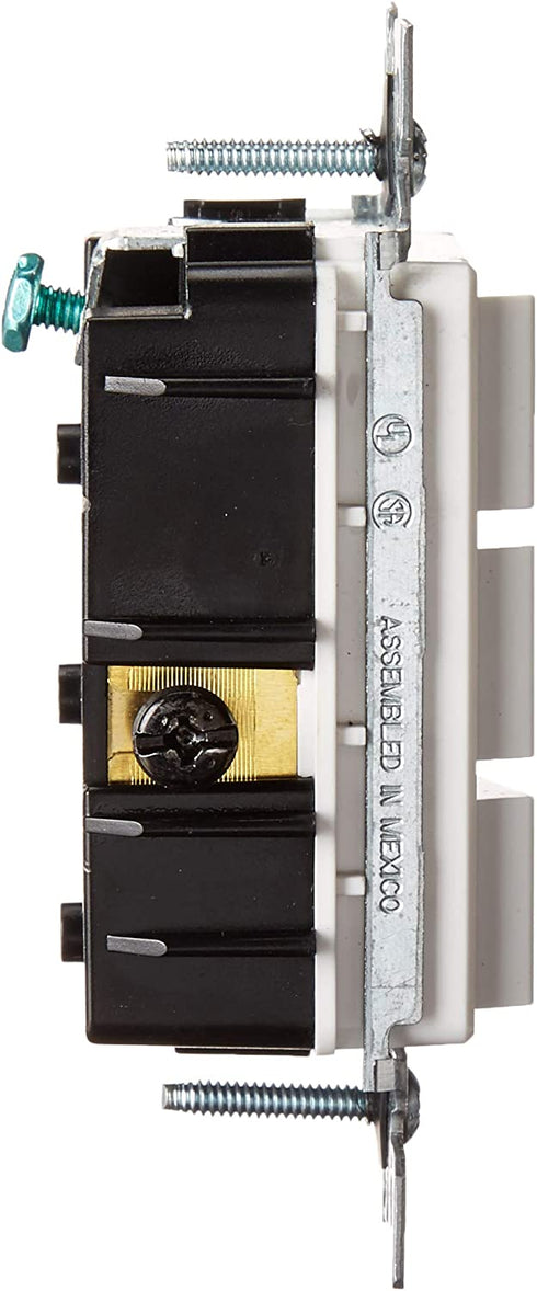 Leviton 1755-W 15 Amp, 120 Volt, Decora Single-Pole, AC Combination Switch, Commercial Grade, Non-Grounded, White