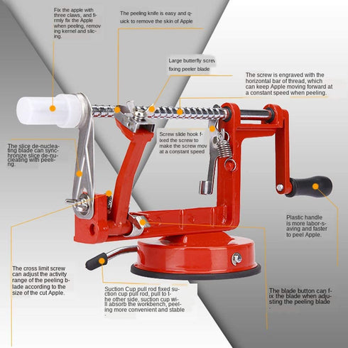 Apple Peelers, Apple Peeler Corer Slicer Stainless Steel 3 in 1 Heavy Duty with Suction Grips Base Peelers Apple Pear Potato Applesauce Cider Apple juice Apple Pie Tools Peelers for Kitchen