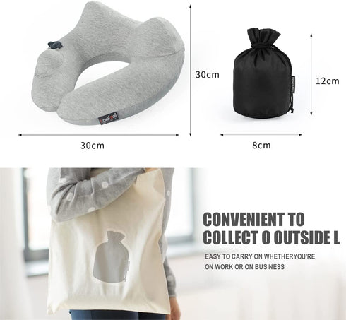 Travel Pillow for Airplane with Hood, Inflatable Neck air Pillow for car ,Travel accessoires nap Rest Sleep Business Trip Flight