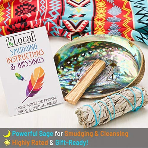 Origins Smudging Kit - White Sage Smudge Stick + Palo Santo + Abalone Shell Bowl | Sustainably Sourced Healing Incense for Home Cleansing, Protection, Meditation, Positive Energy…