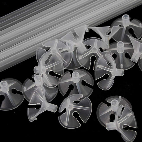 VIDELLY 100 Pieces Balloon Sticks 16inch Bobo Balloons Sticks Clear Plastic Balloon Sticks Holders With Balloon Cups for Party Wedding Birthday Anniversaries Valentines Day Decor Party Supplies