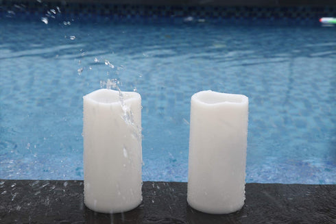 GenSwin Waterproof Outdoor Flameless Candles with Remote Timer, Battery Operated Large Flickering LED Pillar Candles for Indoor Outdoor Lanterns, Won™t melt, Long-Lasting(White, Set of 2, 8? x 4?)