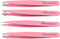 Ruvanti-4 Piece Professional Stainless Steel Tweezers Set - Eyebrow Tweezers, Slant tip, Pointed & Straight Best Precision Tweezers for Facial & Ingrown Hairs,Splinter & Hair Removal Tweezers (Pink)
