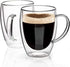 Double Walled Glass Coffee Mugs Glass Mug With Handles Double Wall Cappuccino Cups, 12oz Of Set 2 Coffee/tea Mugs, Clear Glasses With Handle
