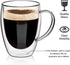 Double Walled Glass Coffee Mugs Glass Mug With Handles Double Wall Cappuccino Cups, 12oz Of Set 2 Coffee/tea Mugs, Clear Glasses With Handle