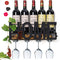 Wall Mounted Metal Wine Rack 4 Long Stem Glass Holder & Wine Cork Storage by Soduku