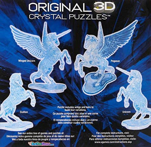 BePuzzled Pegasus Original 3D Deluxe Crystal Puzzle - Fun Yet Challenging Brain Teaser That Will Test Your Skills & Imagination, for Ages 12+, Blue