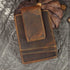 Le'aokuu Mens Genuine Leather Cowhide Magnet Money Clip Credit Case Case Holder Slim Wallet (Dark Brown)