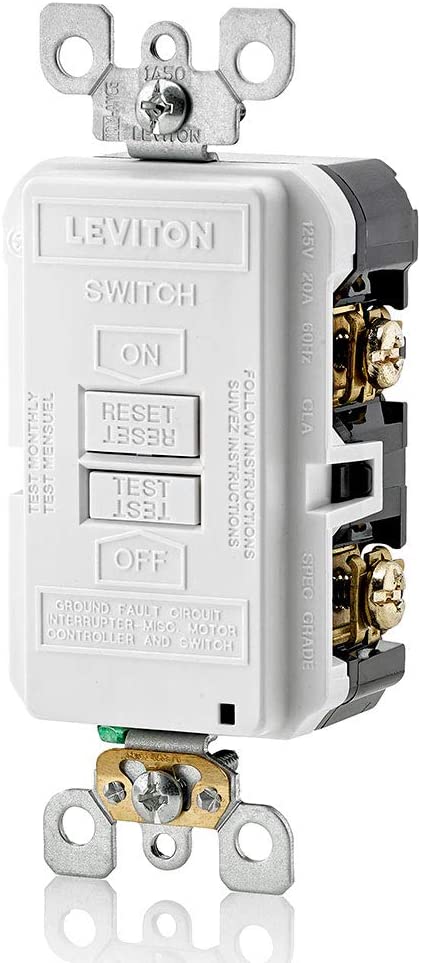 Leviton GFRBF-W Self-Test SmartlockPro Slim Blank Face GFCI Receptacle with LED Indicator, 20-Amp, White