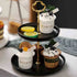 Small 2-Tier Ceramic Porcelain Cupcake Stand, Tiered Serving Stand, Dessert Stand,Fruit Candy Tower, Serving Tray Platter for Birthday/Tea/Wedding/Baby Shower/Buffet Server(Black 6" x 8")