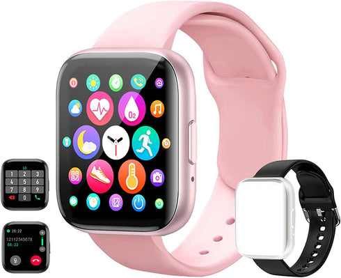 feifuns Smart Watch Answer Make Call, Smartwatch for Android iOS Phones with Call Text, Life Water-Resistant Heart Rate Blood Pressure SpO2 Pedometer Sleep Tracker Smart Watch for Women Men (Pink)