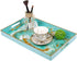 MAONAME Plastic Decorative Tray, Rectangular Marbling Tray with Handles, Coffee Table Serving Tray for Ottoman, Bathroom, Storage | 15.7" Lx 10.2" W X 1.57" H