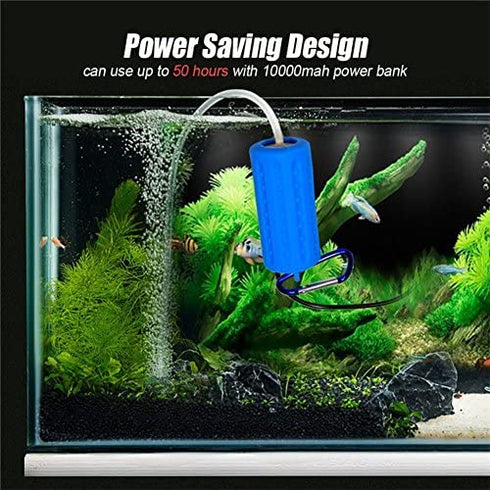Mylivell Portable Ultra Silent Aquarium Air Pump Mini USB Oxygen Air Pump Hydroponic Oxygen Mute Energy Saving Supplies for Fish Tank with Air Stone &Tube